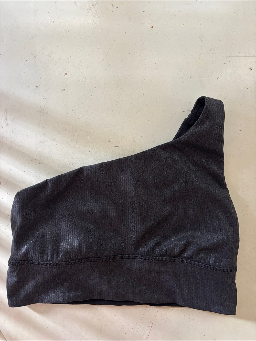 lululemon athletica One-Shoulder Ribbed Shimmer Black Top